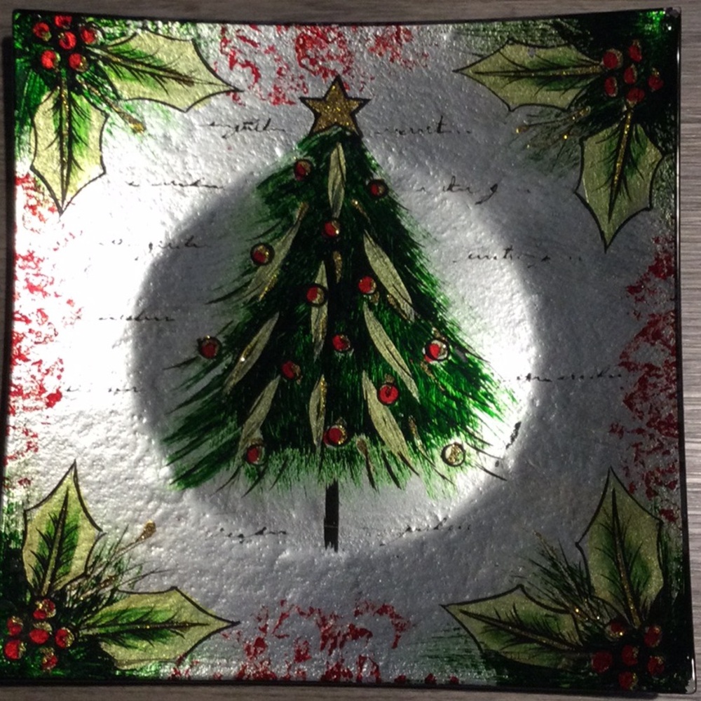 Holiday Glass Decorative Plate -
